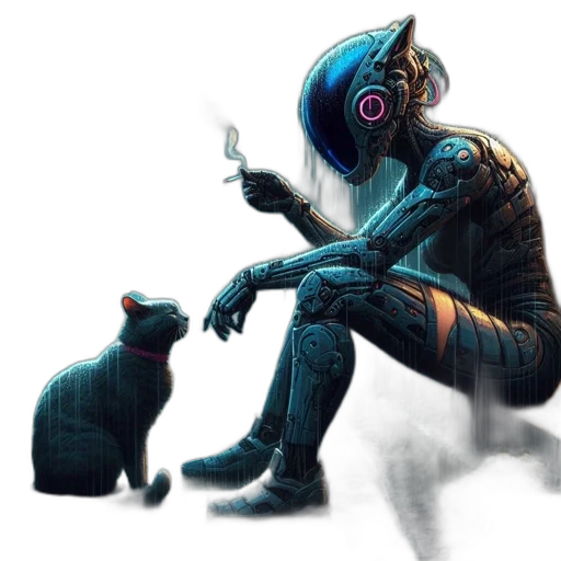 robot, concept art, cyberpunk, pixel art transparent PNG cut-out