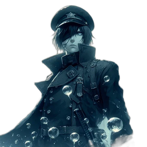 jacket, hat, weapon, staff transparent PNG cut-out