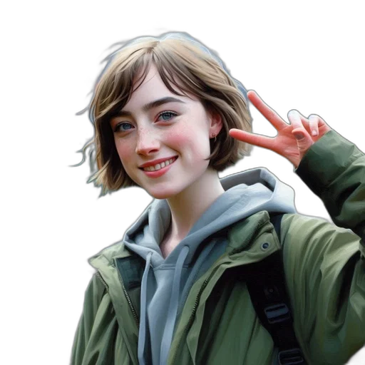 jacket, face, hat, hair transparent PNG cut-out