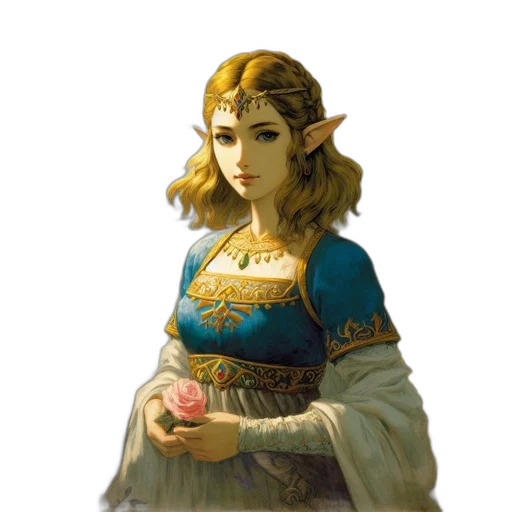 crown, dress, face, staff transparent PNG cut-out