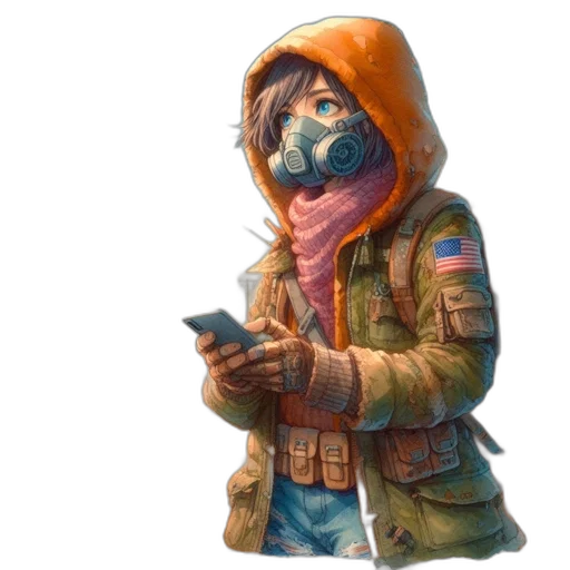 jacket, mask, face, weapon transparent PNG cut-out