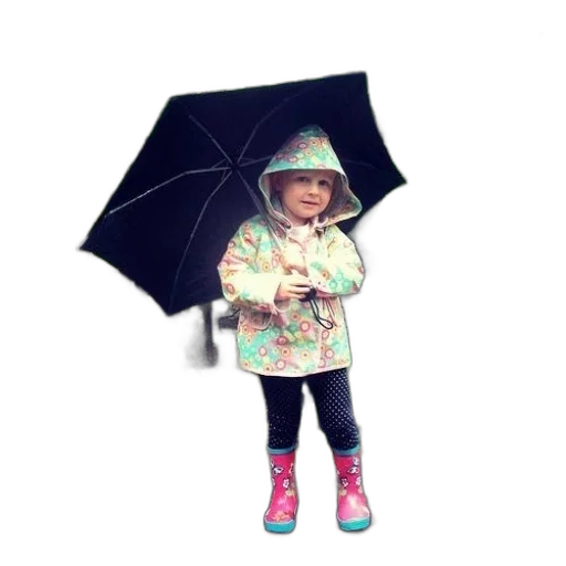 umbrella, jacket, hat, photorealistic transparent PNG cut-out