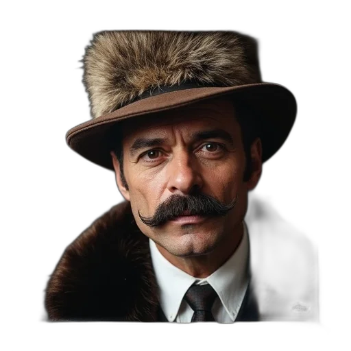 hat, jacket, face, staff transparent PNG cut-out