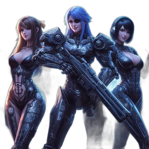 concept art, fantasy art, cyberpunk, comic book art transparent PNG cut-out