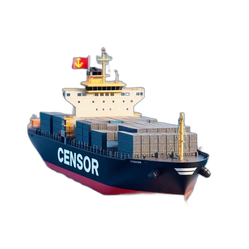 photorealistic, 3d render, container, ship transparent PNG cut-out