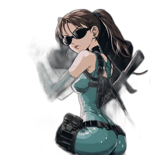 weapon, cyberpunk, anime, comic book art transparent PNG cut-out