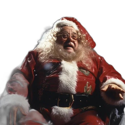 santa, claus, sits, snow-covered transparent PNG cut-out