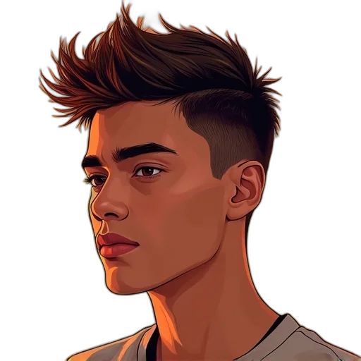 hair, face, photorealistic, cartoon transparent PNG cut-out