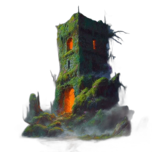 building, concept art, fantasy art, watercolor transparent PNG cut-out