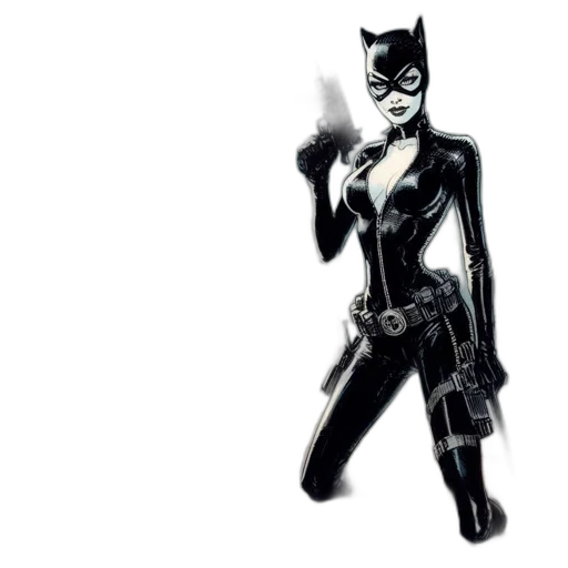 comic book art, concept art, cartoon, catwoman transparent PNG cut-out