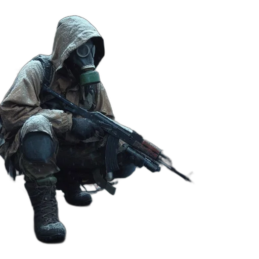 jacket, weapon, mask, staff transparent PNG cut-out