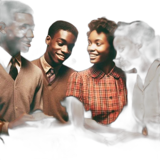 four, young, adults, gather transparent PNG cut-out