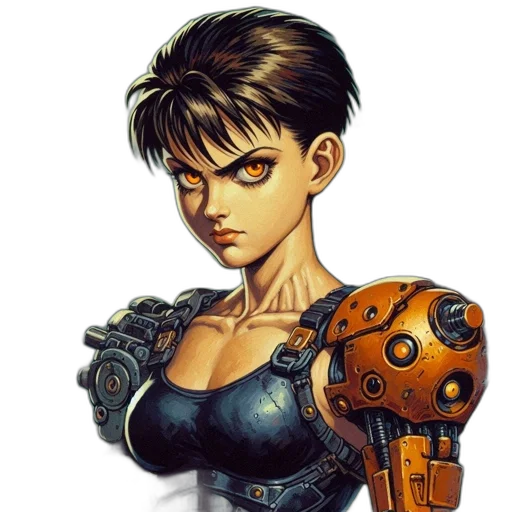 robot, weapon, dress, face transparent PNG cut-out