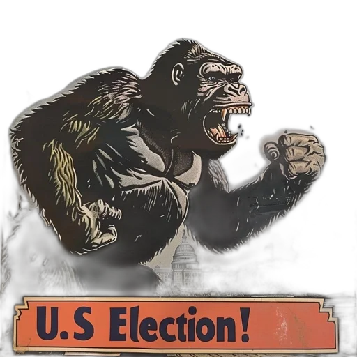 concept art, cartoon, comic book art, gorilla transparent PNG cut-out