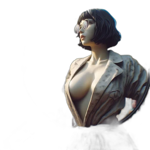 dress, jacket, face, 3d render transparent PNG cut-out