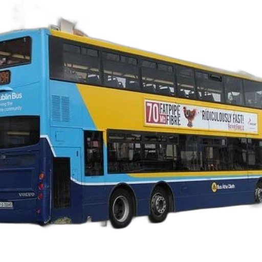 3d render, blue, yellow, double-decker transparent PNG cut-out