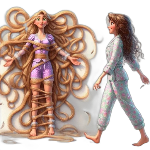 hair, dress, concept art, 3d render transparent PNG cut-out