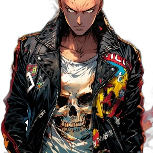 jacket, face, comic book art, cyberpunk transparent PNG cut-out
