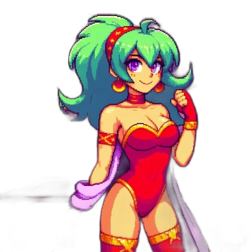 dress, robot, staff, pixel art transparent PNG cut-out