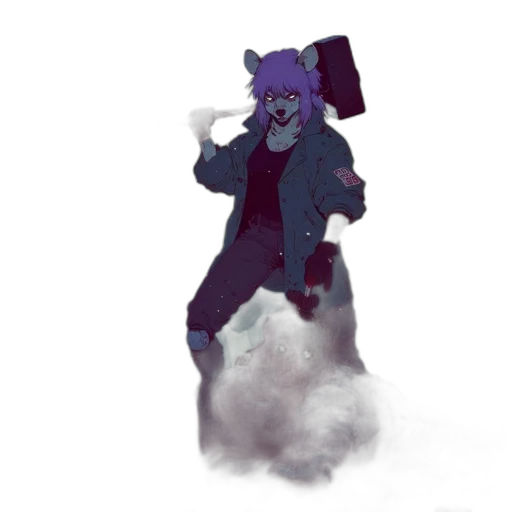 jacket, staff, creature, mask transparent PNG cut-out