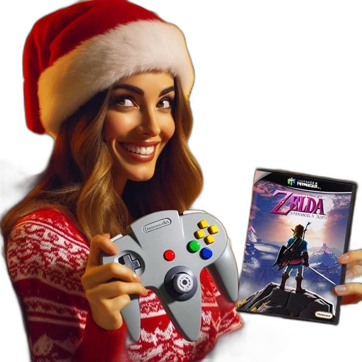 concept art, woman, wears, christmas-themed transparent PNG cut-out