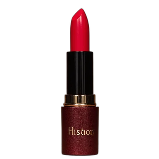 red, lipstick, bottle, caption transparent PNG cut-out