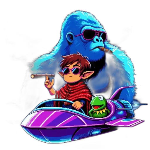 car, creature, concept art, vaporwave transparent PNG cut-out