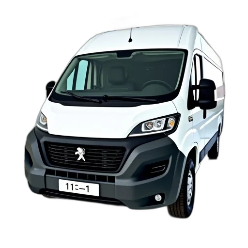 white, peugeot, van, parked transparent PNG cut-out