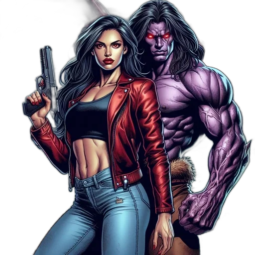 comic book art, concept art, fantasy art, cyberpunk transparent PNG cut-out