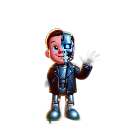 robot, jacket, staff, face transparent PNG cut-out