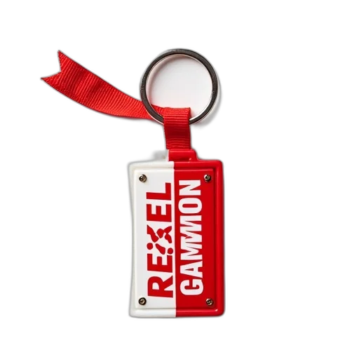 staff, red, white, keychain transparent PNG cut-out