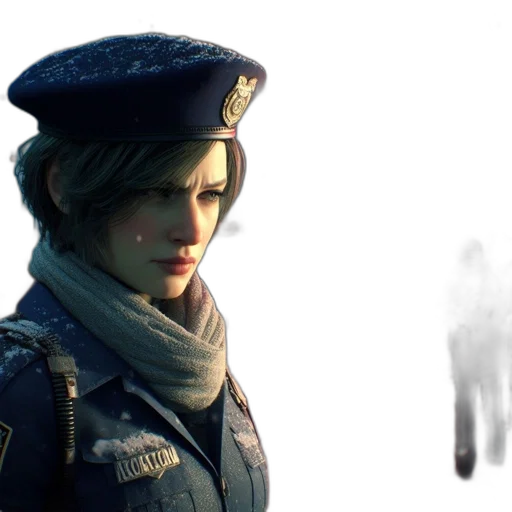 jacket, face, staff, weapon transparent PNG cut-out