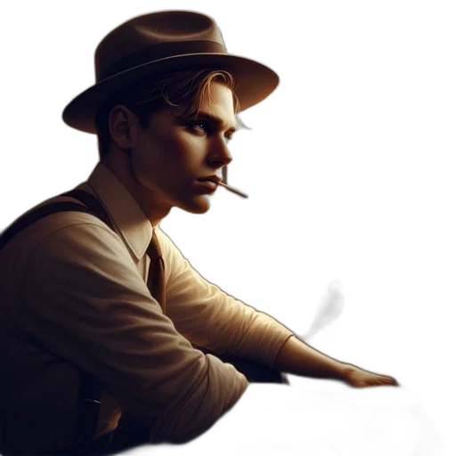 hat, staff, face, photorealistic transparent PNG cut-out