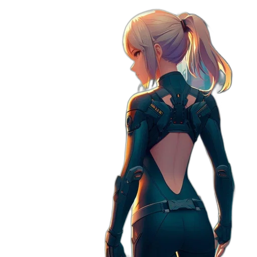 jacket, dress, robot, cyberpunk transparent PNG cut-out