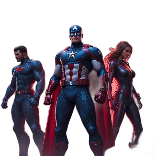 comic book art, concept art, 3d render, avengers transparent PNG cut-out