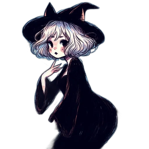 hat, dress, creature, staff transparent PNG cut-out