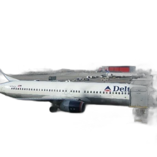 3d render, delta, airplane, parked transparent PNG cut-out