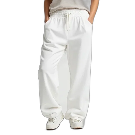 women, white, cotton, sweatpants transparent PNG cut-out