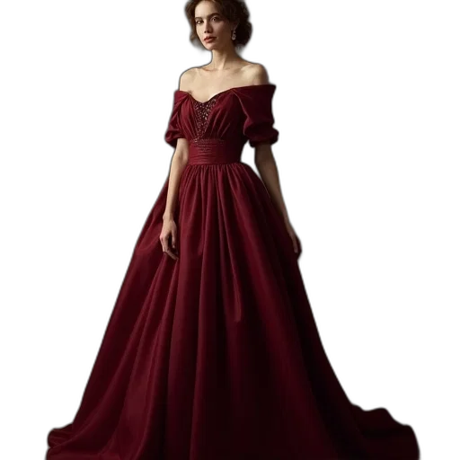 dress, photorealistic, red, dark transparent PNG cut-out