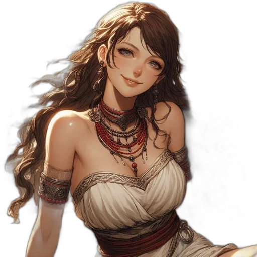 dress, jewelry, face, fantasy art transparent PNG cut-out
