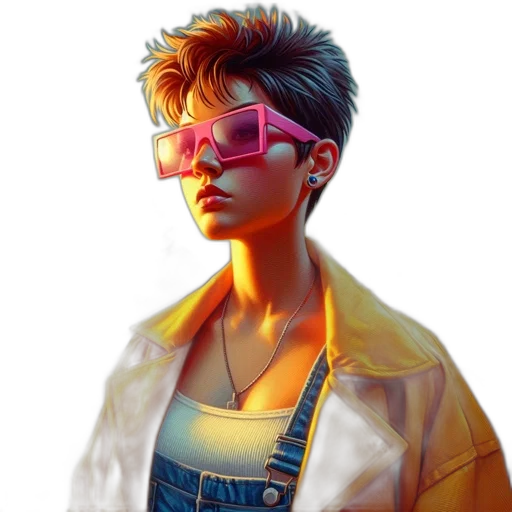 jacket, face, cyberpunk, concept art transparent PNG cut-out