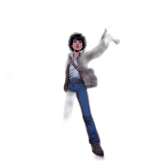 jacket, staff, creature, robot transparent PNG cut-out
