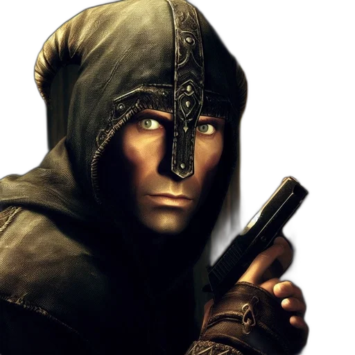 face, weapon, mask, photorealistic transparent PNG cut-out