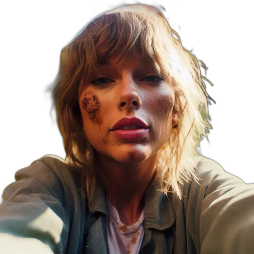 face, jacket, hair, weapon transparent PNG cut-out