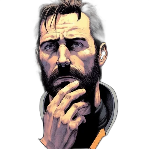 face, jacket, comic book art, concept art transparent PNG cut-out