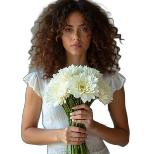 dress, flower, crown, face transparent PNG cut-out