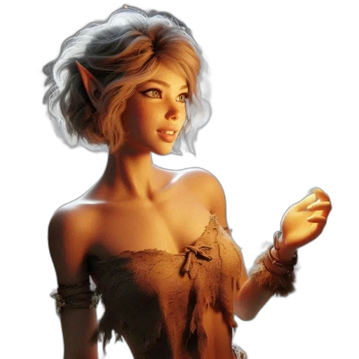 dress, staff, jewelry, fantasy art transparent PNG cut-out