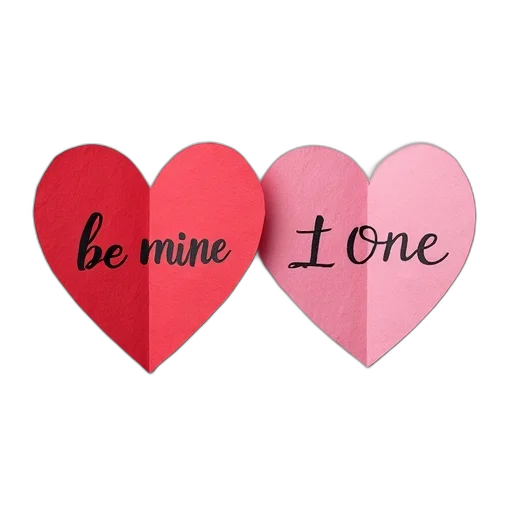 two, paper, hearts, words transparent PNG cut-out