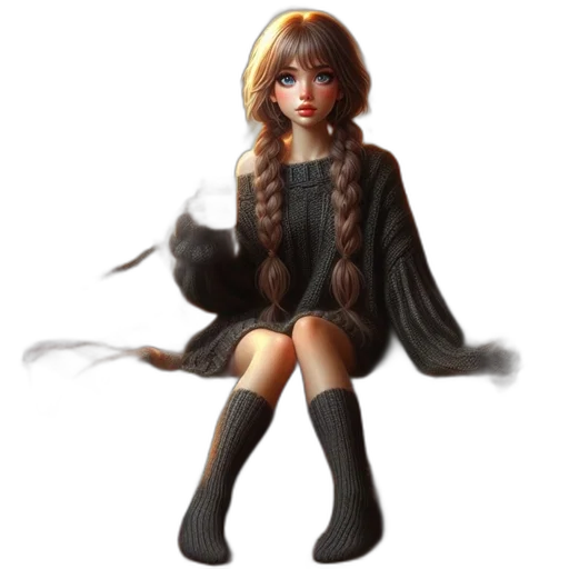 dress, staff, hair, fantasy art transparent PNG cut-out