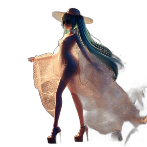 dress, hat, creature, hair transparent PNG cut-out